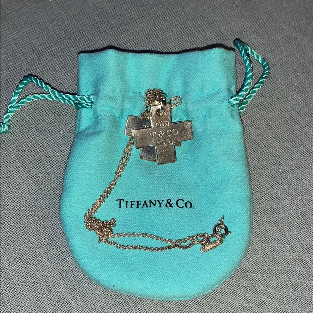 Tiffany &Co. Authentic Double Cross Necklace
